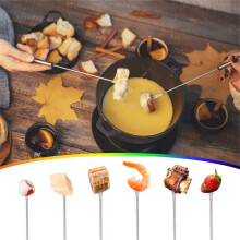 12PCS 9.5 Inch Color-Coded Stainless Steel Fondue Forks, Cheese Fondue Fork Stainless Steel Fruit with Heat-Blocking