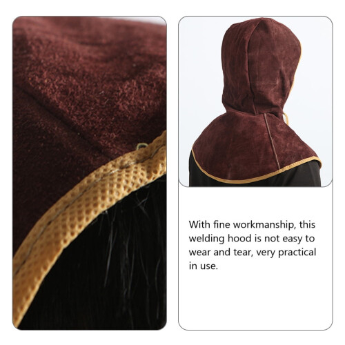 Welding Hood Cowhide Leather Welding Protective Caps with Neck Shoulder Drape 1