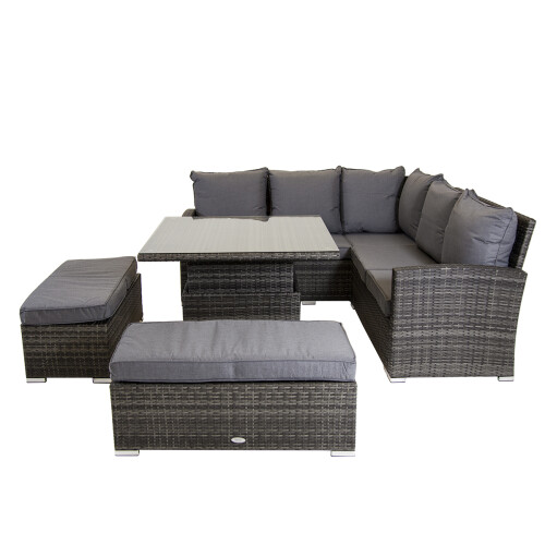 Charles Bentley Charles Bentley Rattan Corner Lounge Set with Table Grey 2