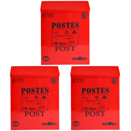 3Pièces À Lettres Rouge En Fer Pour Murs Avec Serrure