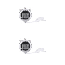 2Pcs Silver Electronic Stopwatch Timer Portable Referee Sports Timer