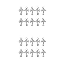 20Pcs Silver Stainless Steel Mini Cross Charm for Keychain Bracelet