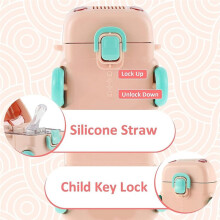 BEBK Car Straw Water Cup Portable Detachable Bus Water Bottle with Shoulder Strap Leak-Proof Small Drinking Cup Cute A