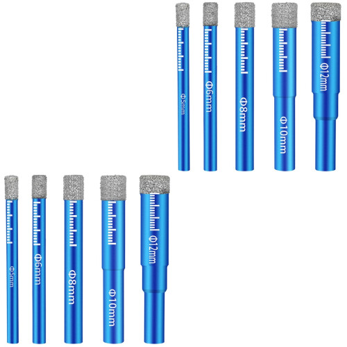 2Sets Blue Tile Drill Bits Dry Hole Saw Kit for Granite Marble Glass 2