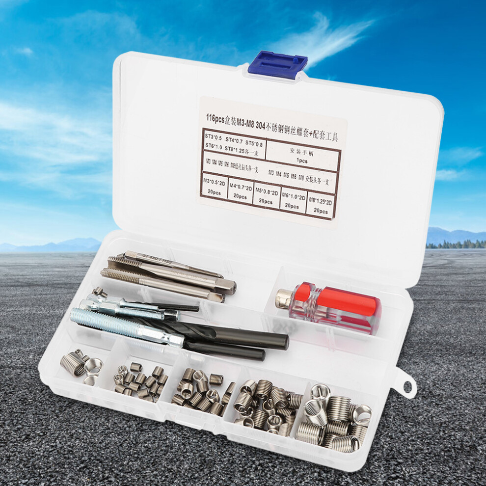 116Pcs Stainless Steel Thread Repair Kit|M3-M8|Diy Tool For Screws & Holes 3751387753306
