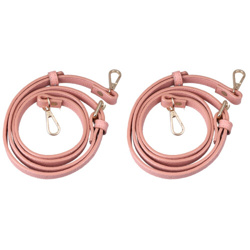2Pcs PU Replacement Bag Straps Pink Golden Adjustable 2