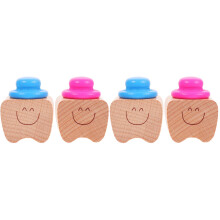 4Pièces Boîte Souvenir Dents Bois Colorée Élégante Durable