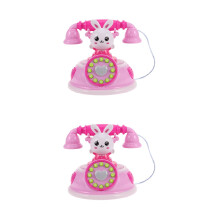 2Pièces Jouet Téléphone Rétro Rose Enfant Plastique LED Communication