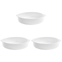3St Wit Keramisch Bakbord Met Dubbele Handvatten Voor Oven En Salade