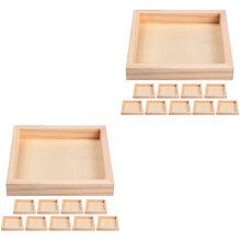 20Pièces Plateau Bois Clair Pour Rangement De Blocs De Puzzle