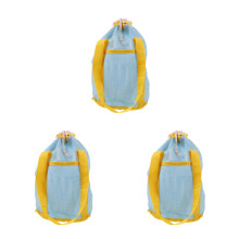 3Pcs Kids Beach Toy Bag Nylon Mesh Drawstring Storage Multi Color