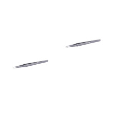 2Pcs Silver Repair Tweezers Metal Precision Angled for Craft Jewelry