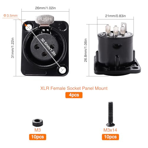 KUOQIY 4 PCS 3-Pin XLR Panel Mount Audio Adapter 1