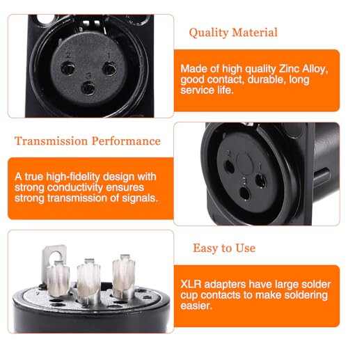 KUOQIY 4 PCS 3-Pin XLR Panel Mount Audio Adapter 2
