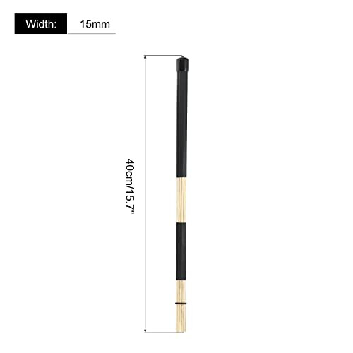 sourcing map Bamboo Drum Stick Rods Brushes Hot Rods Drumsticks Brush Black 1