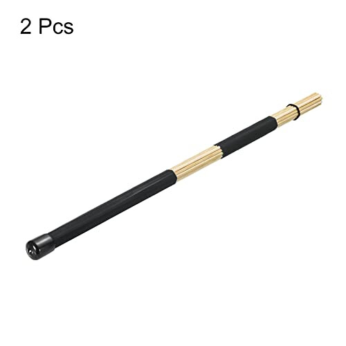 sourcing map Bamboo Drum Stick Rods Brushes Hot Rods Drumsticks Brush Black 2