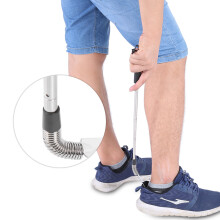 Easy to Carry Shoe Horn with Travel Friendly Design, Telescopic Metal Shoe Helper Long Handle, Durable Stainless Steel Shoehorn with Spring