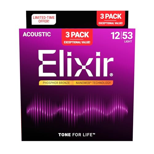 Elixir Acoustic Phosphor Bronze Guitar Strings w/NANOWEB Technology 1