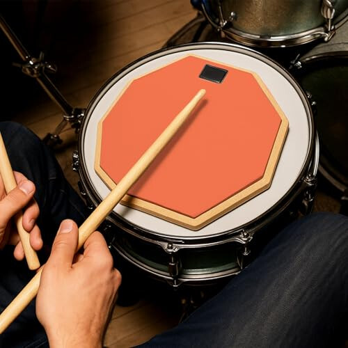CROWNSHOP Drum Practice Pad and Sticks Double Sided Silent Practice Drum 2