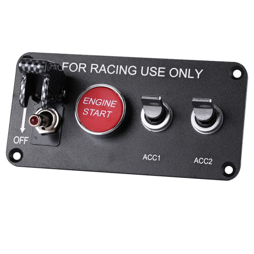 Red LED Toggle Switch Aluminum Alloy Material Engine Start Push Button Racing Car Ignition Switch Panel Push Button Ignition Starter Universal 2