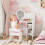 AIYAPLAY Kids Dressing Table with Mirror, Stool, Vanity Table, White 1
