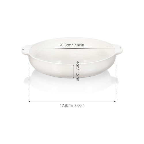 5Pcs White Ceramic Double Handle Baking Dishes for Roasting Cheese 2