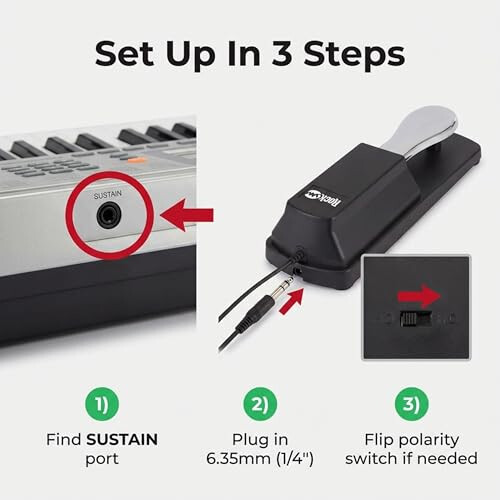 RockJam 6.35mm Sustain Pedal with Polarity Switch 2