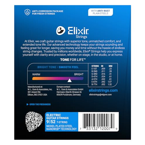 Elixir Strings 7-String Electric Guitar Strings w NANOWEB Coating 1