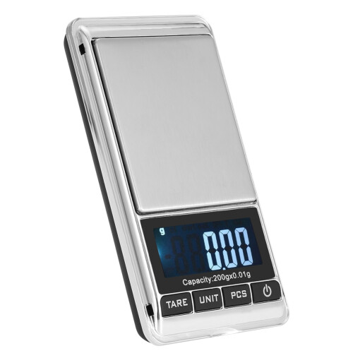 Digital Pocket Scale With Cover High Precision Sensor LCD Digital Display Multiple Weighing Units Automatic Shutdown Compact Design Stainless Steel 1