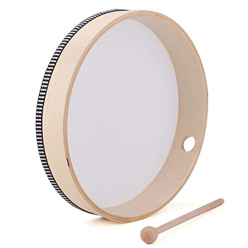 Lawei 2 Pack Hand Drum Instrument Percussion Wood Frame Drums with Drum 1
