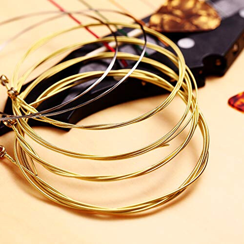 3 Sets Acoustic Guitar Strings Steel Guitar Strings Replacement (Gold 2
