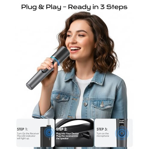 CARUDI Wireless Microphones dynamic RGB lighting 2