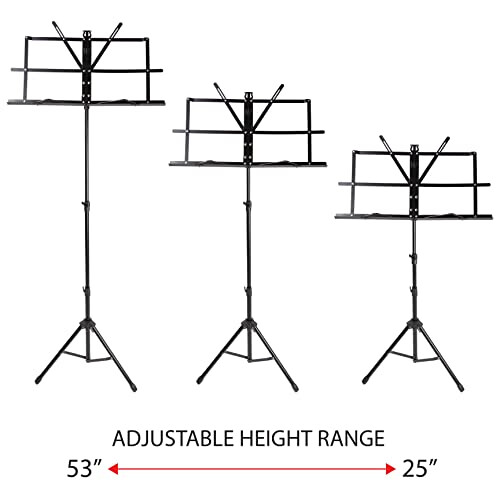 Windsor 050151-BK Adjustable Folding Sheet Music Stand with Carry Case 1