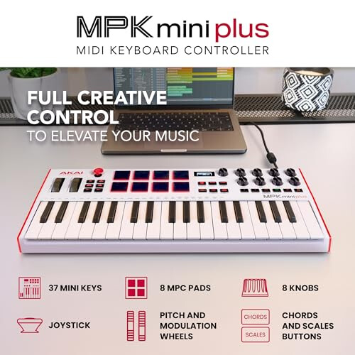 Akai MPK Mini Plus - USB MIDI Keyboard Controller with 37 Mini Keys 1