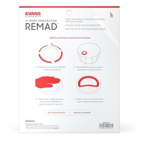 Evans REMAD Port Hole Protector for Bass Drum Resonant Head 1