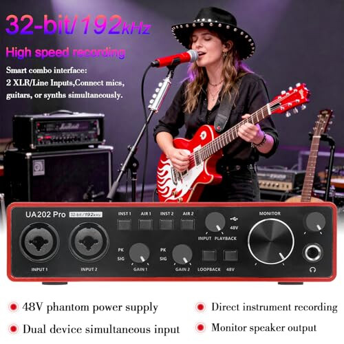 Jindaaudio USB Audio Interface for Computer Recording Music(Red) 2