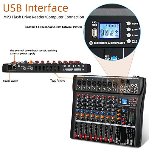Depusheng DA8 DJ Mixer Sound Board Console 8 Channel Desk System Interface 1