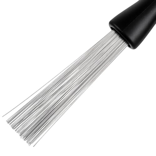 2 PCS Drum Brushes Black Retractable Wire Brushes with Comfortable Rubber 2