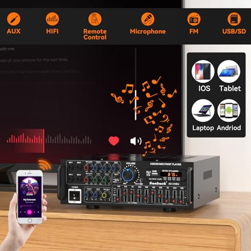 Stereo Hi-Fi Power Amplifier 2000W with Bluetooth 5.0 2