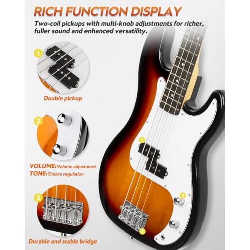 STRICH Electric Bass Guitar 4 Strings Full-Size Beginner Kit 2