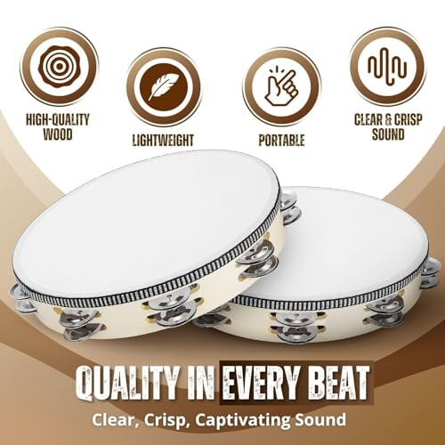 Flexzion Wood Handheld Tambourine 2