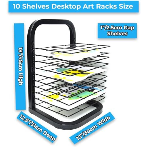 Joymaney Art Drying Rack | Mobile Metal Art Storage Rack with Removable 1