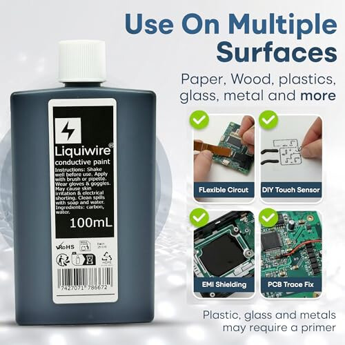 Liquiwire Electrically Conductive Paint 100ml - Water-Based Carbon Coating 1