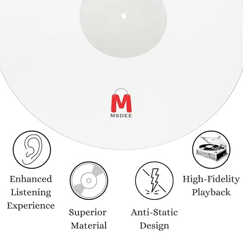 M MSDEE Turntable Slipmat for Vinyl LP Record Player 12" Acrylic Slipmat 2
