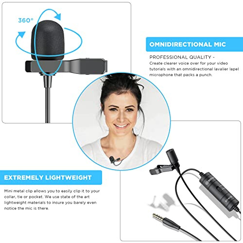 BOYA BY-M1S Lavalier Lapel Microphone Omnidirectional Condenser Mic 2