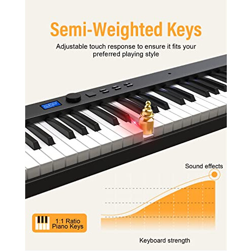 OYAYO 88 Key Folding Digital Piano Keyboard Lighted Keys Full Size 2