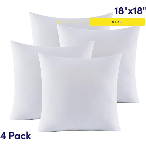 Pacote com 4 Enchimentos de Almofada 45x45cm, Macios e Ideais para Sofá, Cama e Cadeiras - Almofadas Decorativas 1