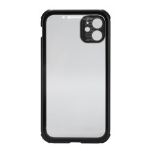 Translucent Military-Grade Case For iPhone11, With Electroplating Metal Bumper, Anti-Fingerprint Finish, Transparent Crystal Glass, And