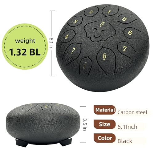 Steel Tongue Drum 6 Inch 11 Notes 1