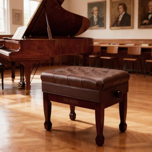 FILISITE Adjustable Height Piano Bench with Storage 1